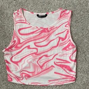 Pink and white crop top